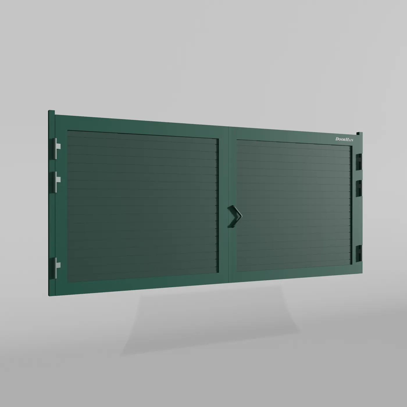 Распашные ворота DoorHan 4900х1000 цвета RAL 6005 (зелёный) с дизайном «доска» с автоматикой