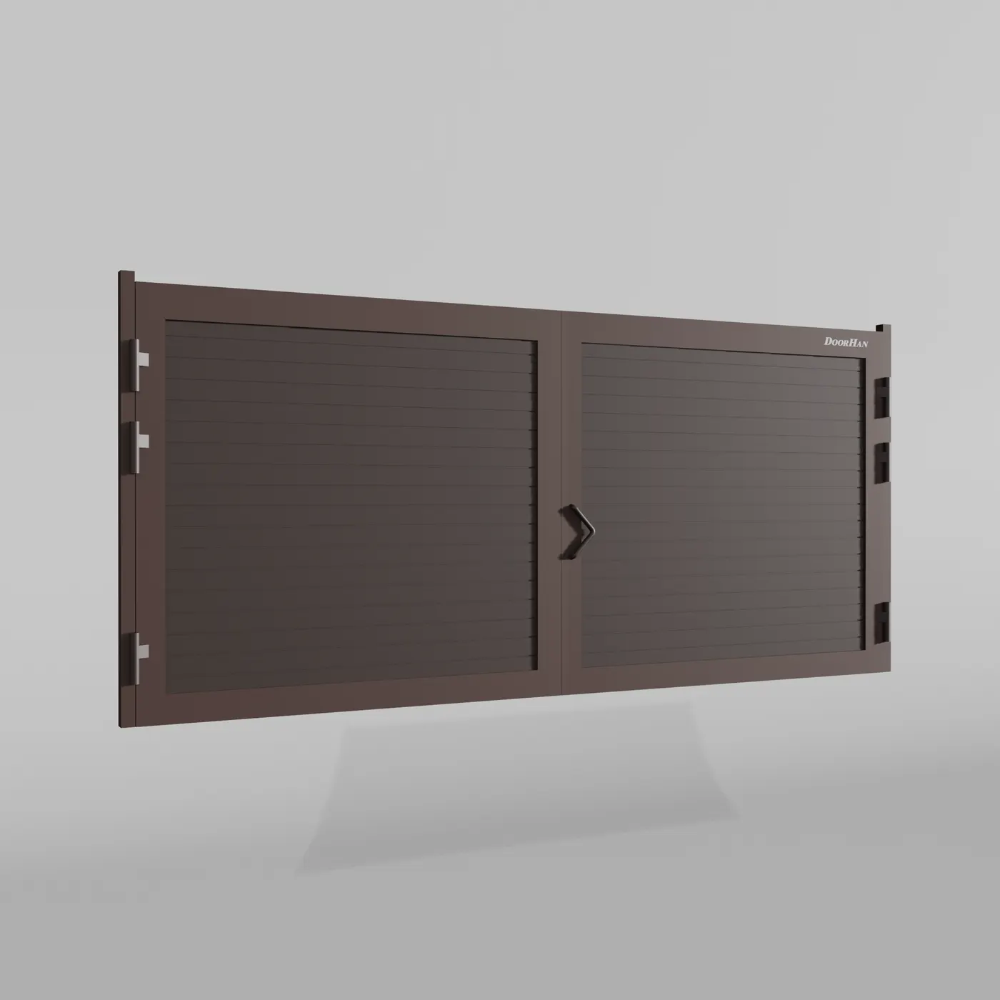 Распашные ворота DoorHan 2600х1300 цвета RAL 8017 (коричнево-красный) с дизайном «доска» без автоматики
