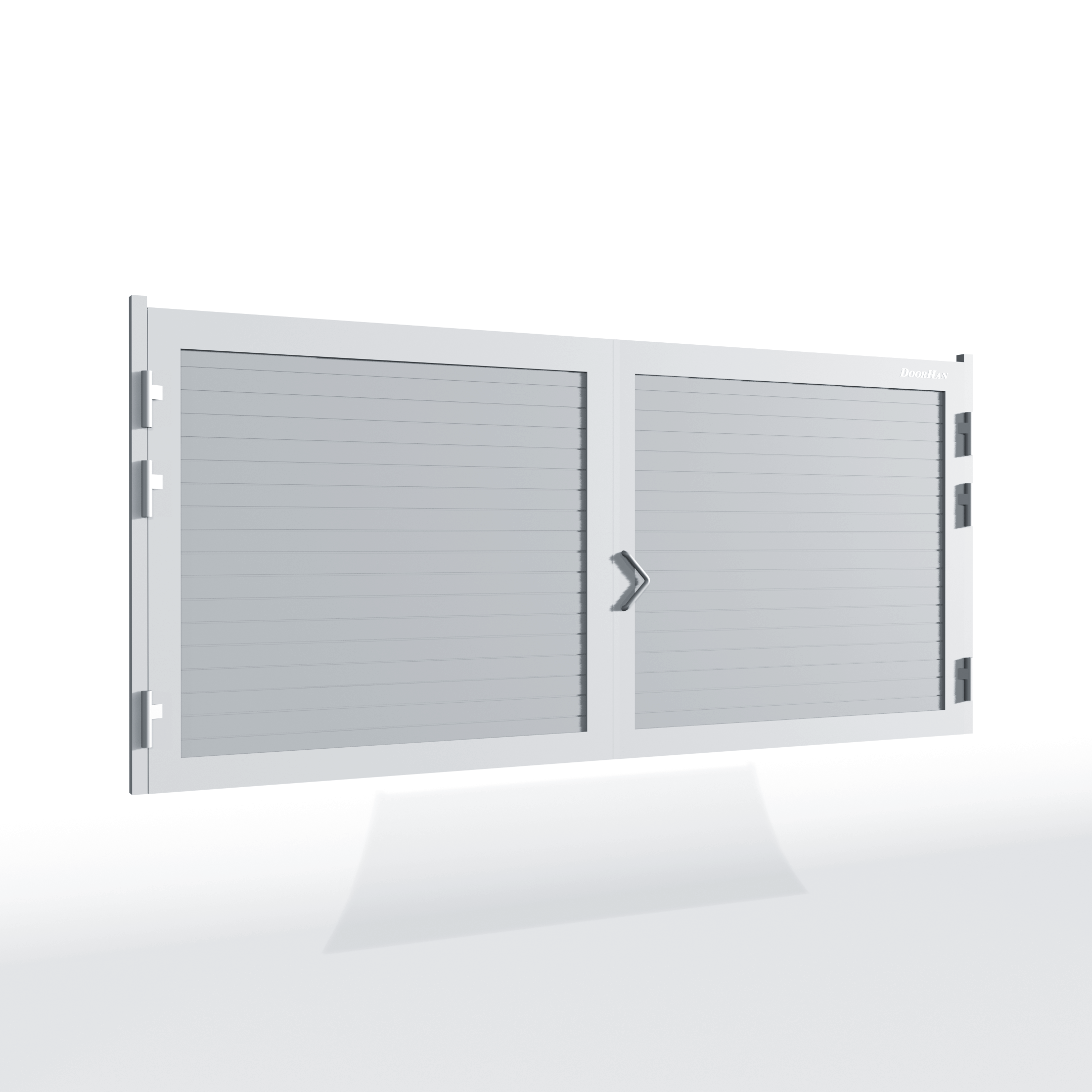 Распашные ворота DoorHan 3500х1200 цвета RAL 9006 (серебристый) с дизайном «доска» без автоматики