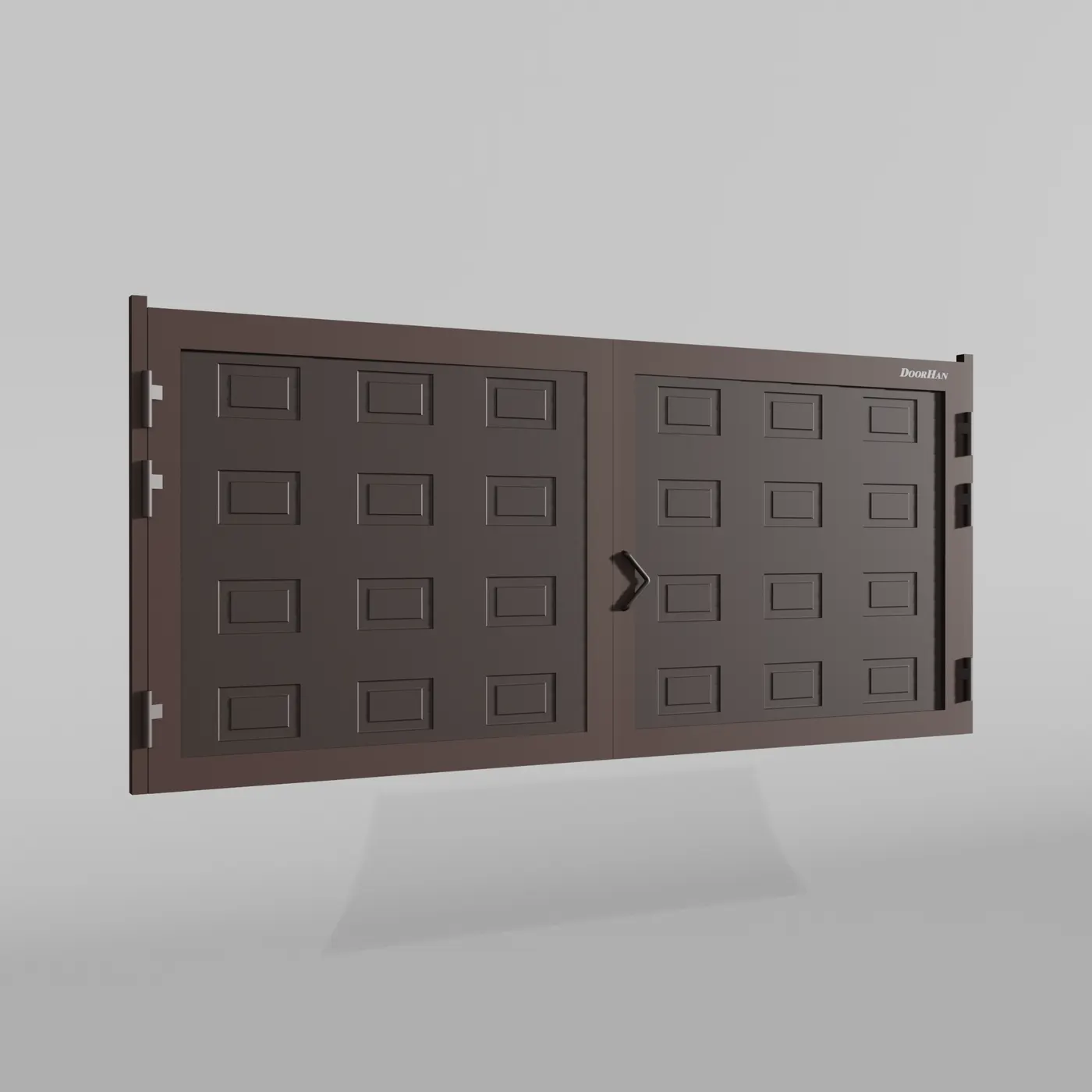 Распашные ворота DoorHan 2200х1300 цвета RAL 8017 (коричнево-красный) с дизайном «филенка» с автоматикой